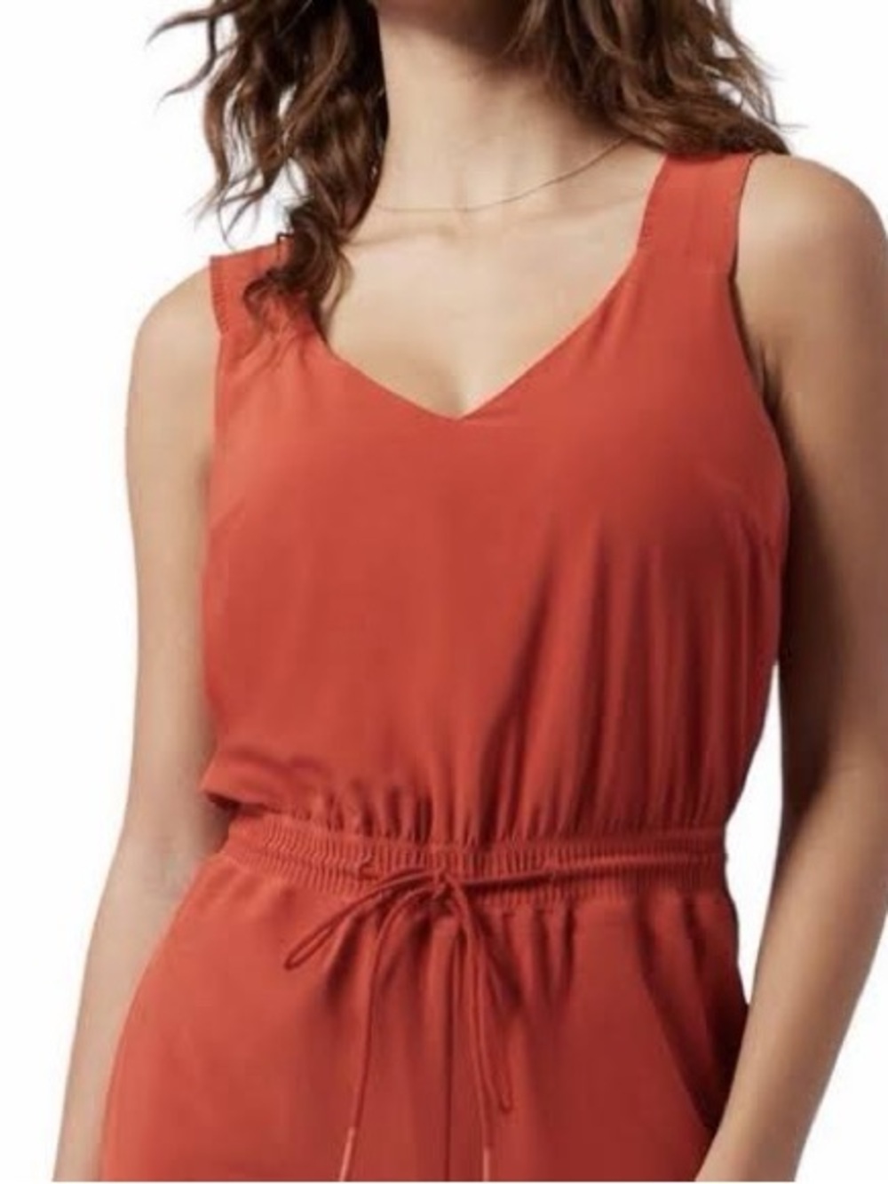 Athleta Savannah Orange Sleeveless V-Neck Athletic Jumpsuit